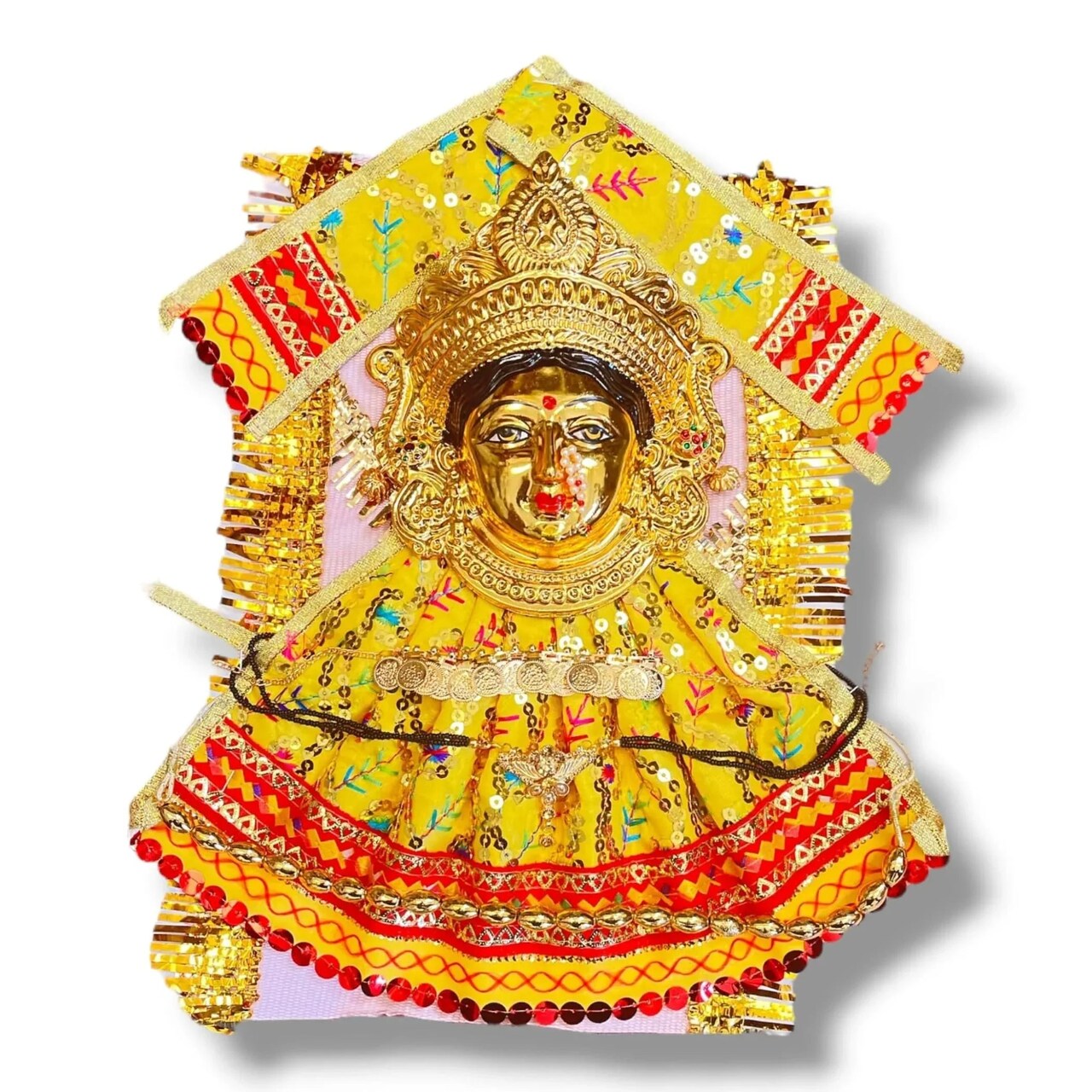Varalaxmi Goddess Face Set Devi Mata Mukhota Mahalaxmi Face Idol Gotta with Embroidery Dress Jewelry for Vara Lakshmi Vratam Navaratri Margashirsha Vratha Pooja Temple